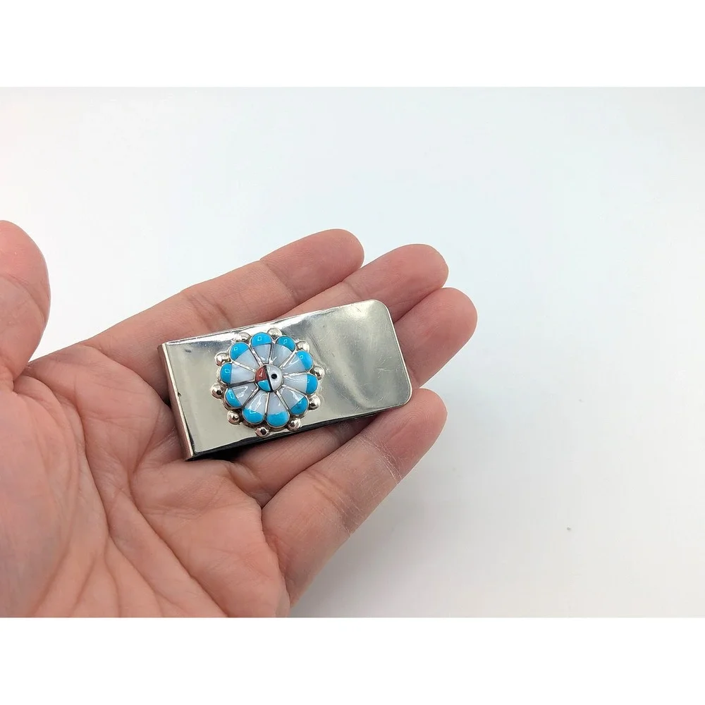 Handmade Ster Silver Money Clip Genuine Native‎ American Men's Accessories ***